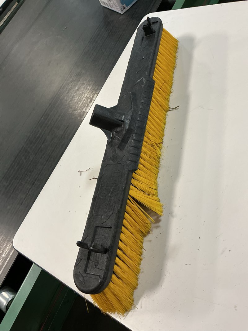 Condition photo showing As Is for ( incomplete) libman 24-in poly fiber multi-surface push to center push broom( color yellow )