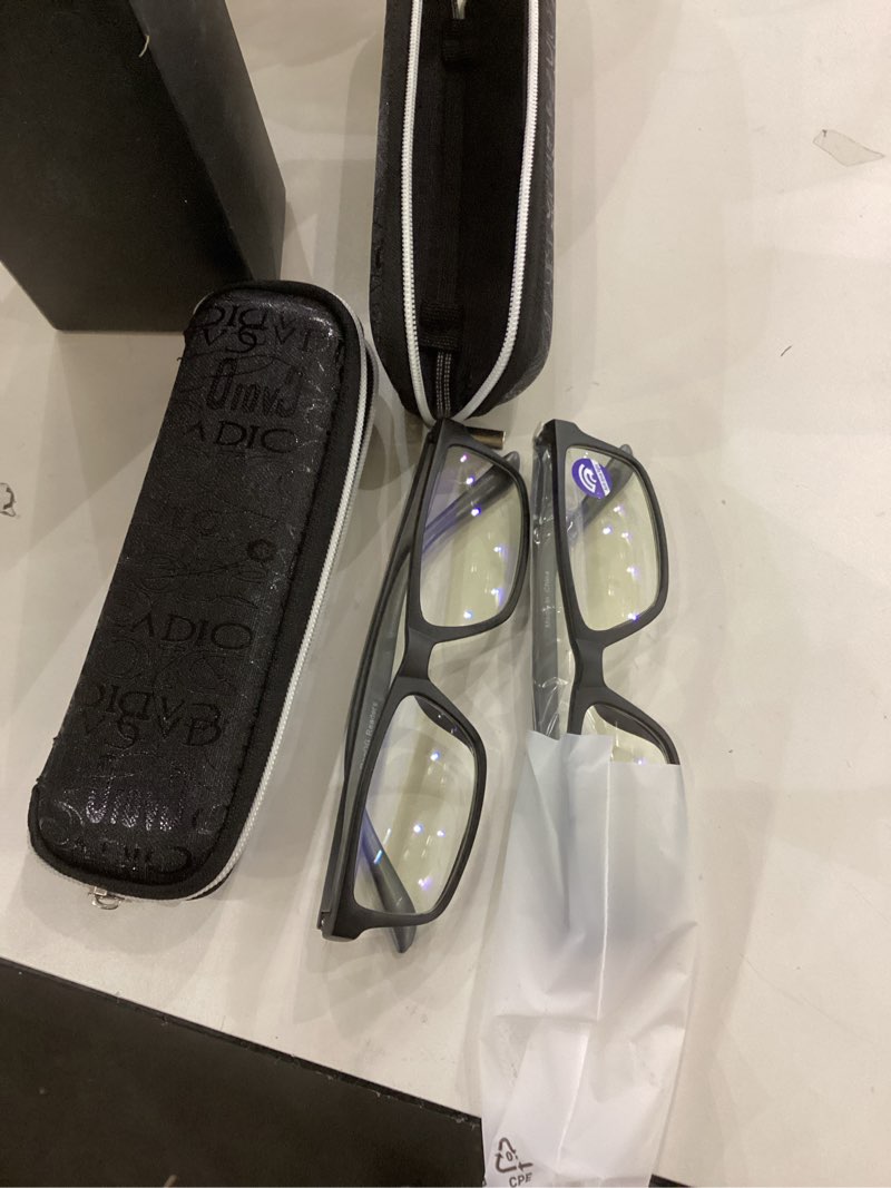 Condition photo showing Good Condition for Reading Glasses Blue Light Blocking for Men Women,Rectangular Frame Computer Readers with Spring Hinge Black/Black 0.0 x