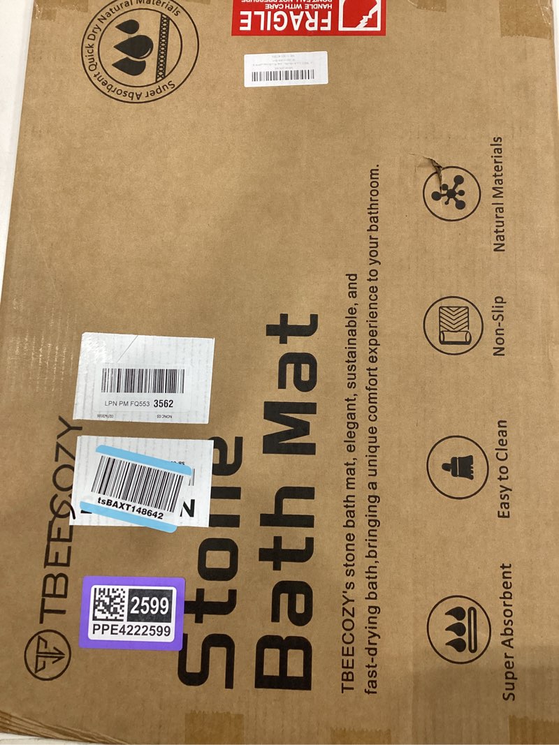 Condition photo showing Good Condition for Stone Bath Mat, Diatomite Fast Drying Non Slip Stone Shower Mat, Super Absorbent for Bathroom & Kitchen, Multi-Use as Pet Mat, Easy to Clean 16"x24", Gray Style 04-gray 16"x24"