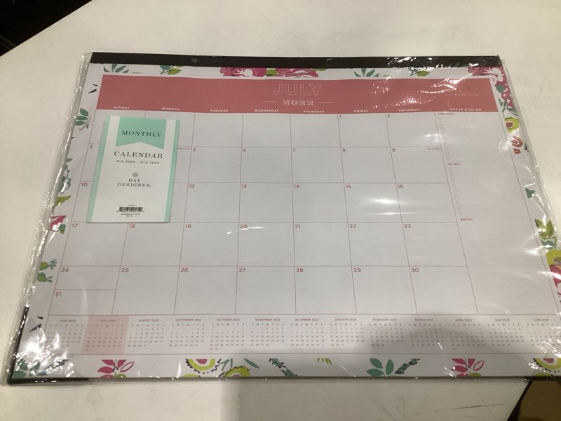 Blue Sky Day Designer for 2022-2023 Academic Year Monthly Desk Pad Calendar, 22' x 17', Trim Tape Binding, Two-Hole Punched, Peyton White (107938-A23) Old Edition