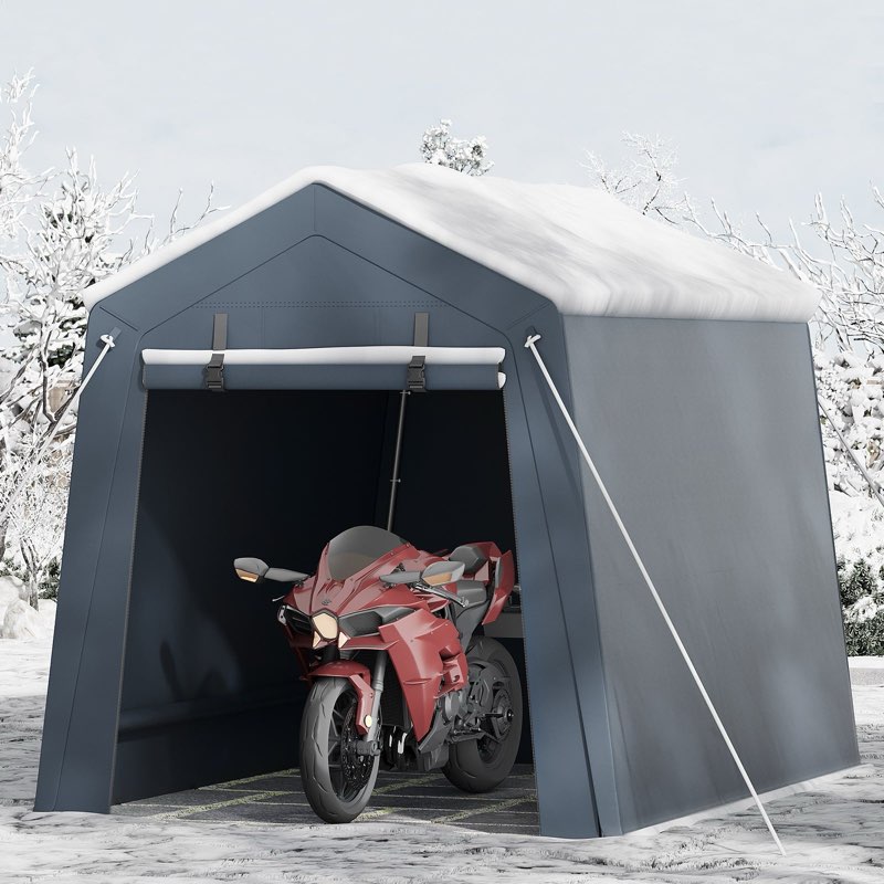 garvee portable outdoor storage shed 6x8 ft with dual zipper doors &