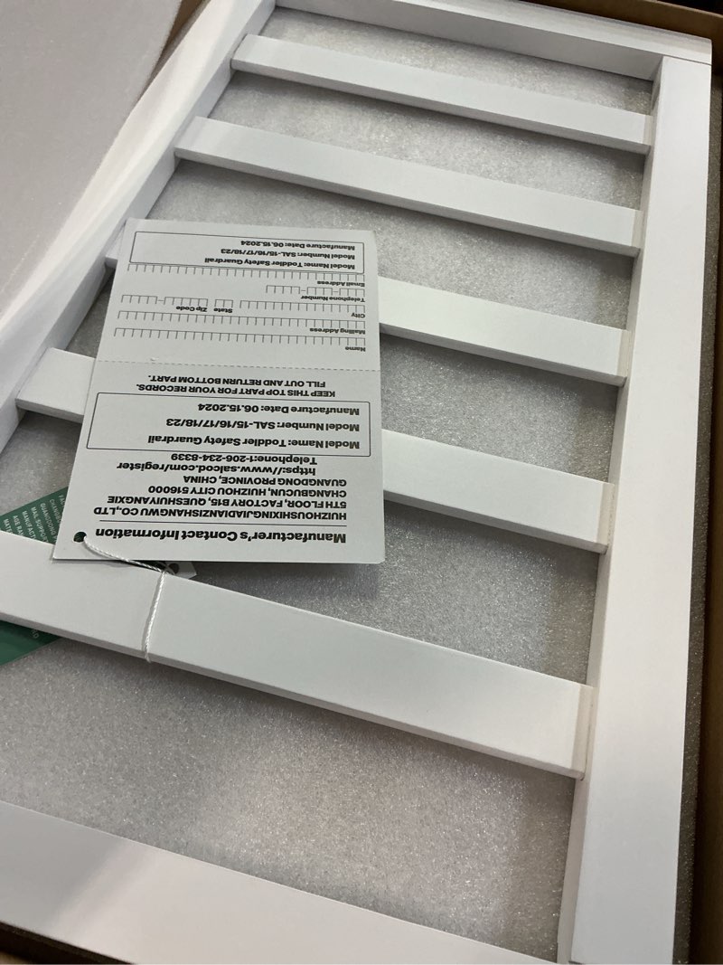 Condition photo showing Good Condition for toddler bed conversion kit (m12599) - cpsc certified, toddler safe guardrail compatible with davinci crib: charlie (m12801), grove (m9301), liam (m13401g), nathan (m12501), white