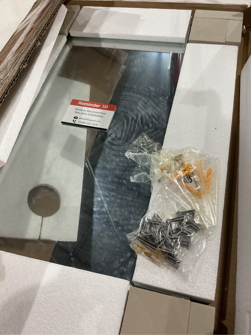 Condition photo showing Good Condition for tokeshimi 16x24 beveled mirror bathroom rectangle, bathroom vanity mirror frameless with 1" beveled edge, shatterproof modern decorative wall mirrored for living room, entryway, restroom 16"l x 24"w rectangle-shaped