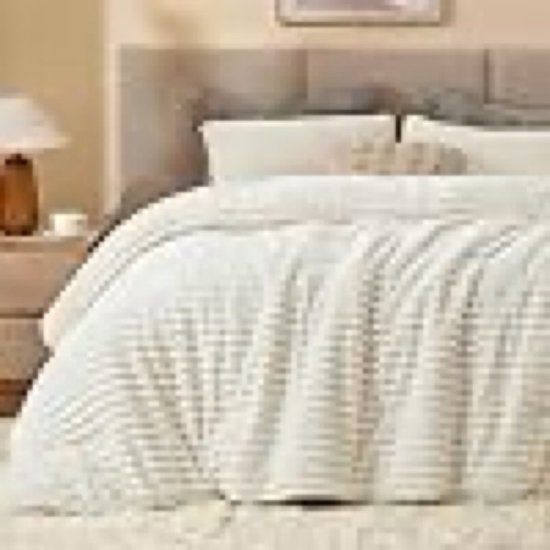 BEDELITE Fleece Queen Comforter Set -Super Soft & Warm Fluffy Cream White Bedding, Luxury Fuzzy Heavy Bed Set for Winter with 2 Pillow Cases