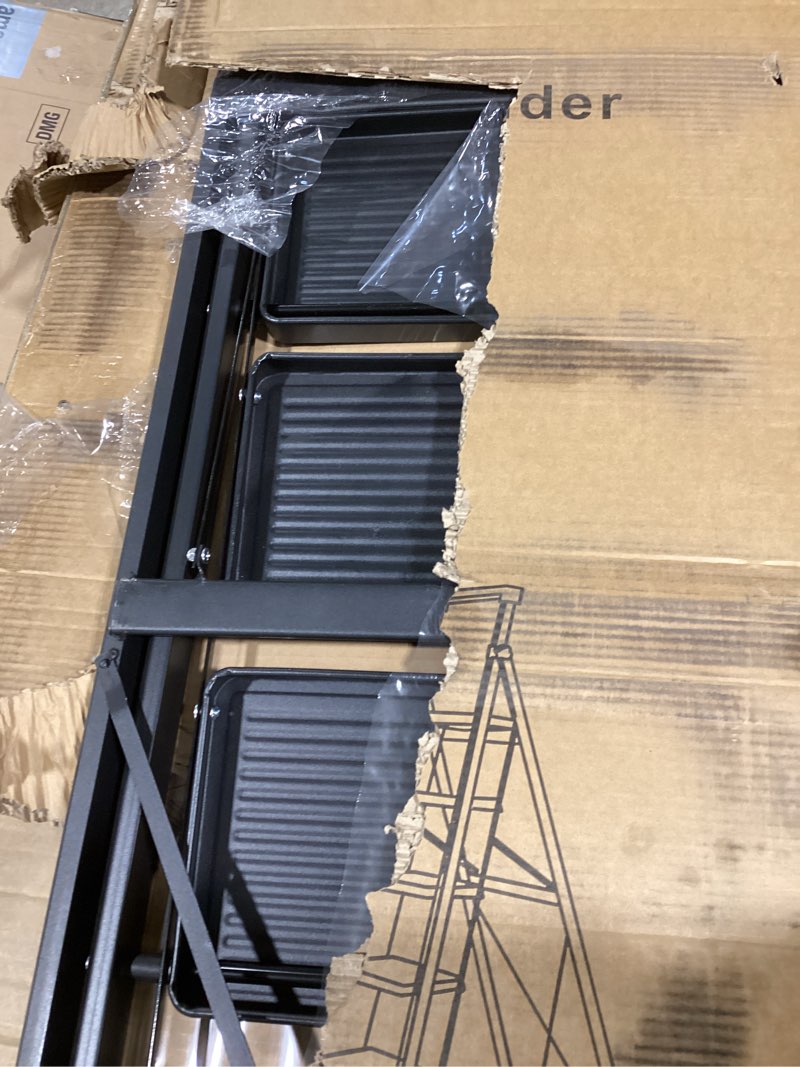 Condition photo showing As Is for 8 Step Ladder with Tray Suport 330lbs Capacity Folding Step Stool with Anti-Slip Wide Pedal Anti-Slip Feet,Sturdy Steel Construction,Steel Ladder for Adult Painting,Garden,Office,Garage+1