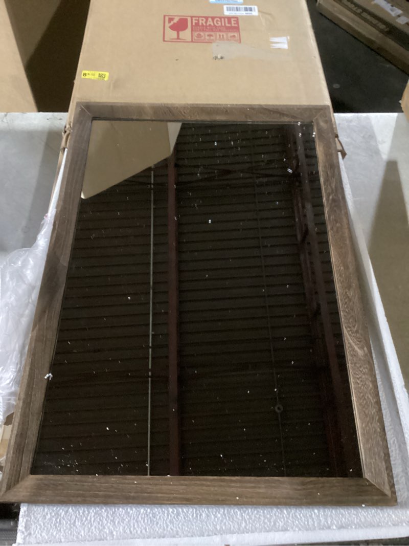 Condition photo showing Good Condition for AAZZKANG Rustic Wood Mirror Rectangle Decorative Wall Mirrors with Frame Large 26"x18"for Bedroom Living Room Bathroom Entryway Hanging Brown 26"L x 18"W Brown