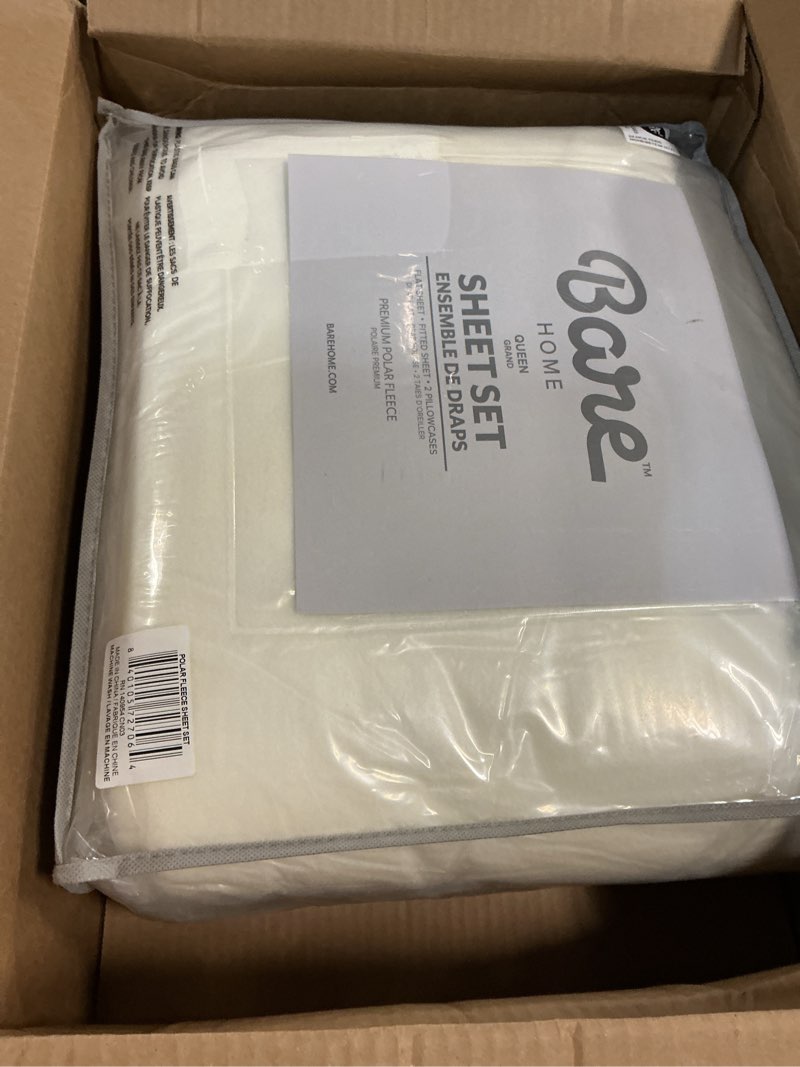 Condition photo showing New/Like New for bare home super soft fleece sheet set - queen size - extra plush polar fleece, no-pilling bed sheets - all season cozy warmth (queen, cream) queen 13 - cream