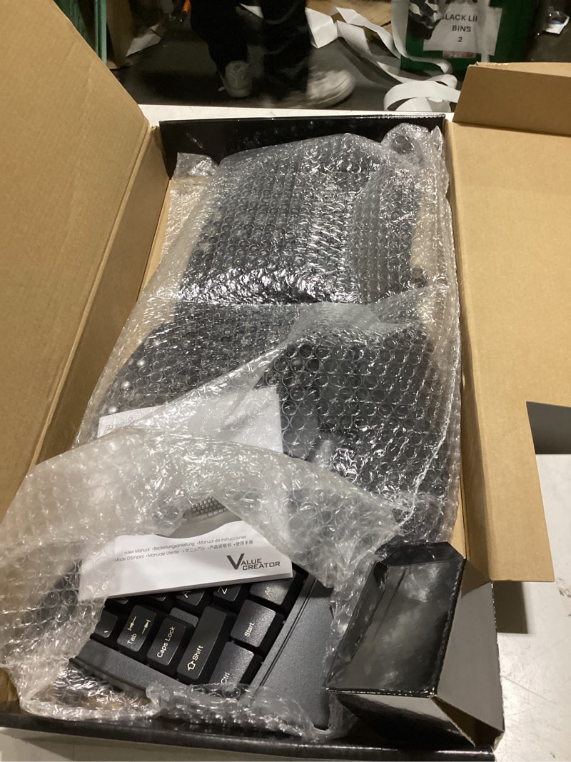 Condition photo showing As Is for perixx periboard-512b wired ergonomic keyboard - split keyboard, wrist rest, natural typing - wired usb connectivity - us english - black black wired
