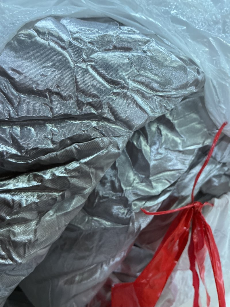 Condition photo showing As Is for MR&HM King Size Comforter Set Silver Grey, Reversible Satin Microfiber Comforter Set for All Seasons, 3 Pieces Non-Slip Silky Soft Bedding Sets with 1 Comforter (104"x90") and 2 Pillowcases (20"x36") Silver Grey King