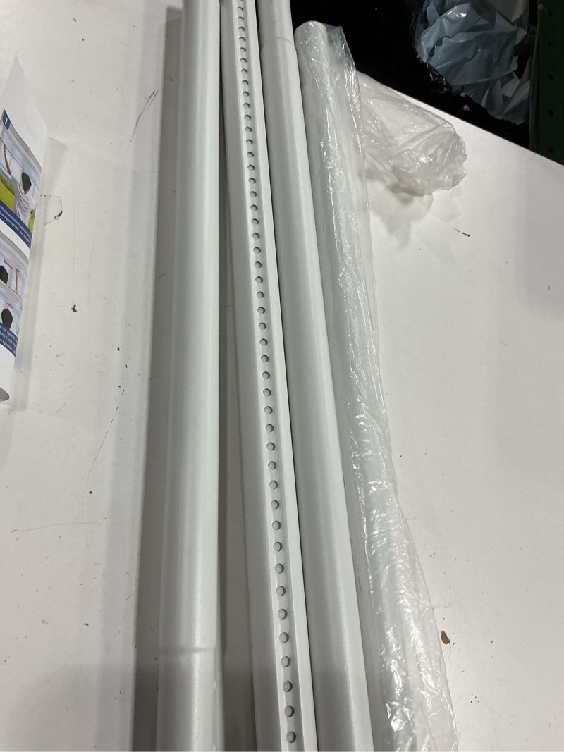 Condition photo showing As Is for ausemku shower curtain rod 32-80 inch adjustable - 1 inch diameter heavy duty no drill spring tension shower rod, non-slip rustproof telescopic rod for bathroom, white 32-80 inches white