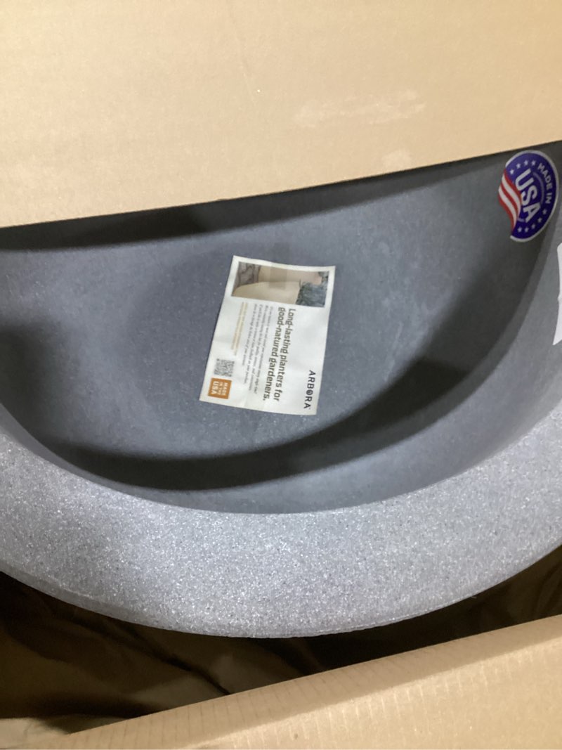 Condition photo showing Good Condition for arbora 21" santorini bowl polyresin indoor and outdoor planter with stone blend concrete gray finish - durable, weatherproof, lightweight, large plant pot for patio, garden, deck, entryway concrete gray 21" single