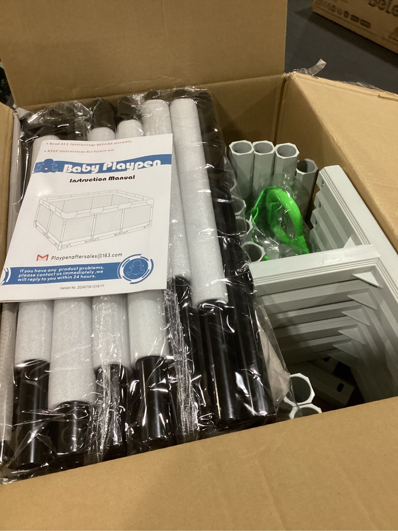 Condition photo showing Good Condition for ZEEBABA Baby Playpen,71x47 inch Playpen for Babies and Toddlers, Play Pen for Kids, Play Pens for Babies and Toddlers for Apartment (Without mat) Gray 71x47 in