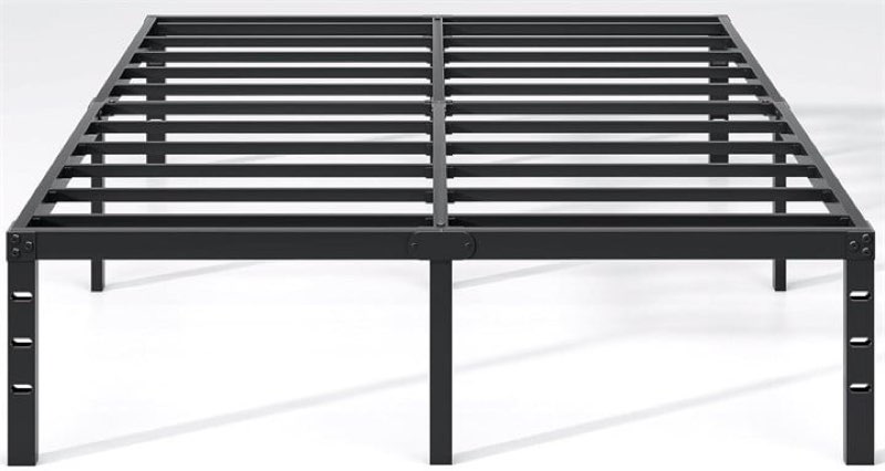 jeto metal bed frame king with storage, 18" black