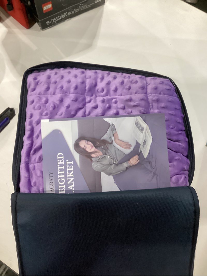 Condition photo showing Good Condition for l'agraty weighted blanket - 36"x48" 3lbs minky dots heavy blanket with glass beads soft breathable for all-season summer fall winter thick comfort for sleeping 25-hyacinth 36" x 48" | 3lbs