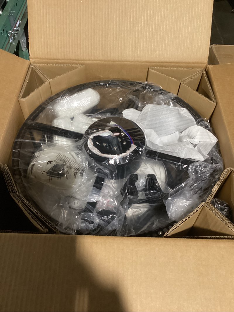 Condition photo showing As Is for Silver Fandelier Ceiling Fans with Lights, 20" Silver Crystal Chandelier Ceiling Fan with Light Remote Control, Caged Mid Century with 6 Speeds for Bedroom, Living Room, Nursery