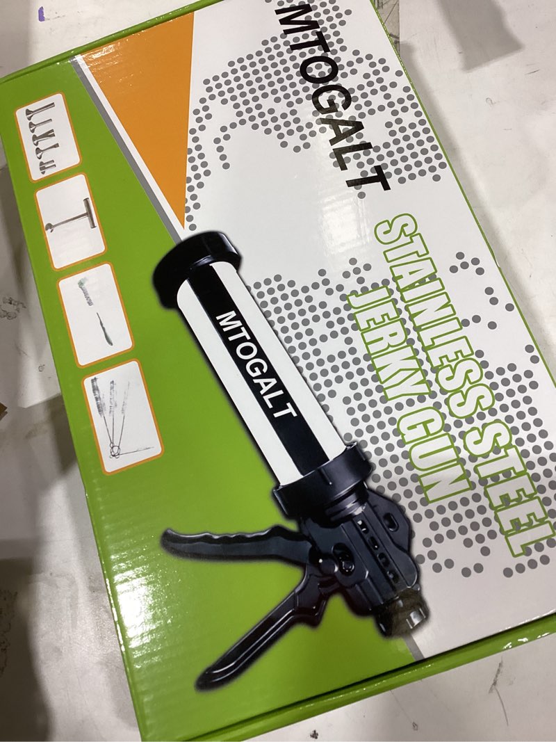 Condition photo showing New/Like New for Stainless Steel 2.1 LB Large Capacity Jerky Gun Kits, Professional Jerky Maker, Jerky Shooter Cannon, Beef Stick Gun, Sausage Stuffer, Meat Gun with 5 Nozzles 5 Brushes & 1 Meat Pusher, Gift for Mom 2LB Jerky Gun