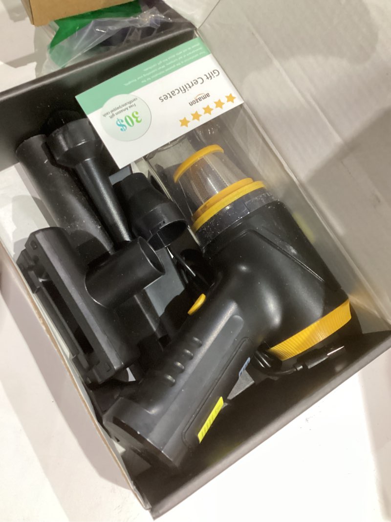 Condition photo showing Good Condition for Handheld Vacuum Cleaner 21000Pa Suction with Brushless Motor, 4-in-1 Portable Mini Car Vacuum with 2 Suction Modes, Cordless Vacuum with LED Light, Type-C Charge for Car, Office Desk, Keyboards Black Yellow