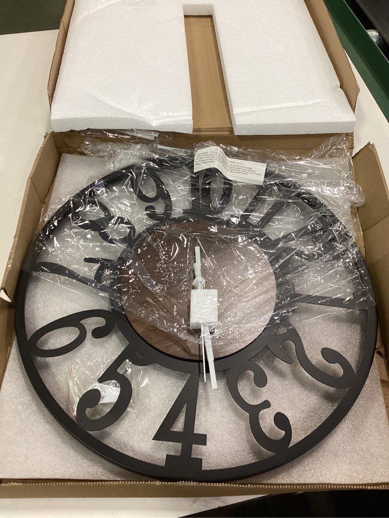 Condition photo showing New/Like New for LEIKE Large Wall Clocks,Silent,Non Ticking,Battery Operated Rustic Round Modern Big Wood Wall Clock for Living Room, Bedroom,Kitchen,Farmhouse,Office,Home Decor-16 Inch(Black-Arabic Number) 16 IN Black Wood-arabic Number