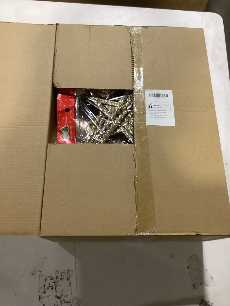 Condition photo showing Good Condition for Roberly 106 PCS Christmas Tree Decorations, Champagne and White Christmas Ornaments Set Include Ornaments Balls, Hanging Snowflakes Icicle, Mesh Ribbon, Tree Top Star for Xmas Trees Holiday Decor Champagne-white