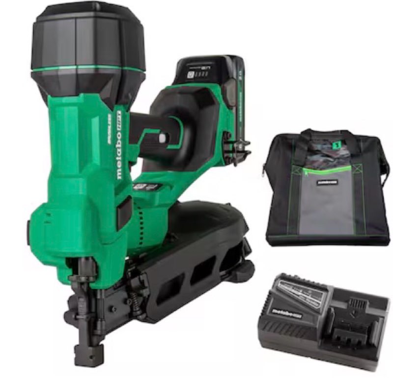 metabo hpt multivolt 1-3/4-in 15 -degree coil cordless roofing nailer