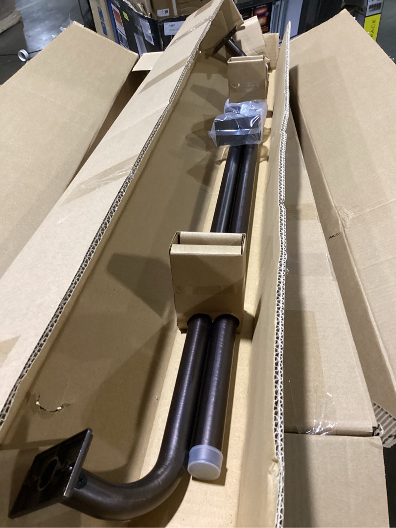 Condition photo showing Good Condition for better homes & gardens 1” oil rubbed bronze metal french wrap around curtain rod 42-120”