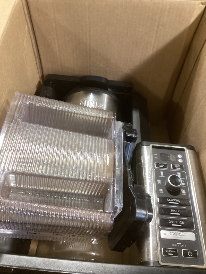 Condition photo showing As Is for Ninja Specialty Coffee Maker, Hot & Iced Coffee, 6 Brew Styles, 8 Sizes, Small Cup to Travel Mug, 10-Cup Carafe, Fold-Away Frother, Permanent Filter, Removable Reservoir, Black, CM401 10 Cup