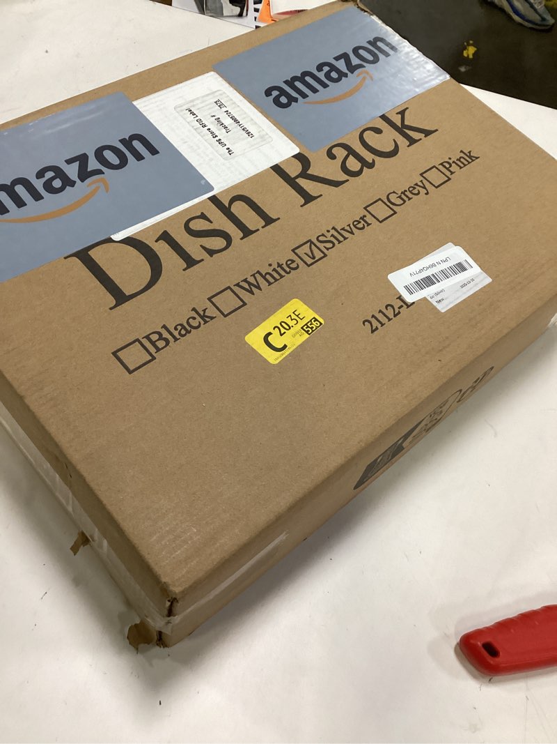 Condition photo showing New/Like New for SNTD Dish Drying Rack - Extendable Dish Rack, Large Sink Drying Dish Drainer for Kitchen Counter, Stainless Steel Dish Strainer with Utensil Holder (Silver)