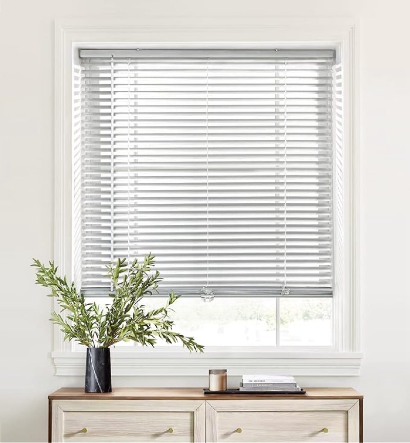 LazBlinds Cordless 1" Aluminum Horizontal Mini Blinds, Light Filtering Blinds for Windows, Blinds & 