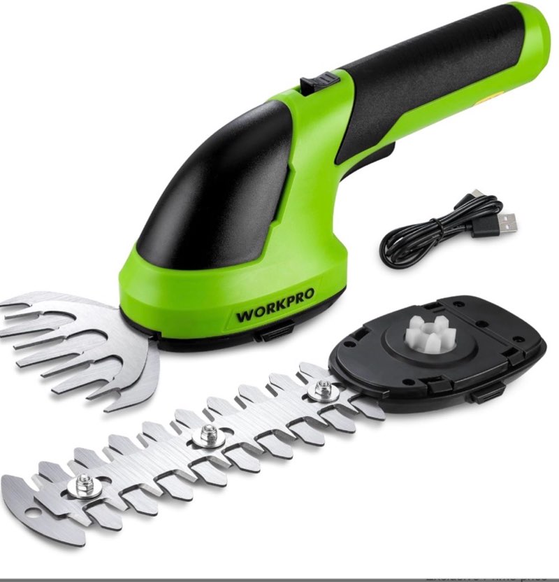 WORKPRO Cordless Grass Shear & Shrubbery Trimmer - 2 in 1 Handheld 7.2V Electric Grass Trimmer Hedge Shears/Grass Cutter Rechargeable Lithium-Ion Battery and Type-C Cable Included