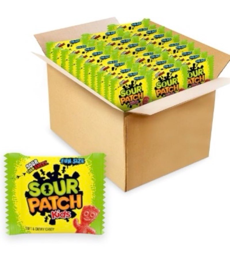 (best by:27/aug/2026) sour patch kids soft & chewy candy, bulk candy, 138 snack packs