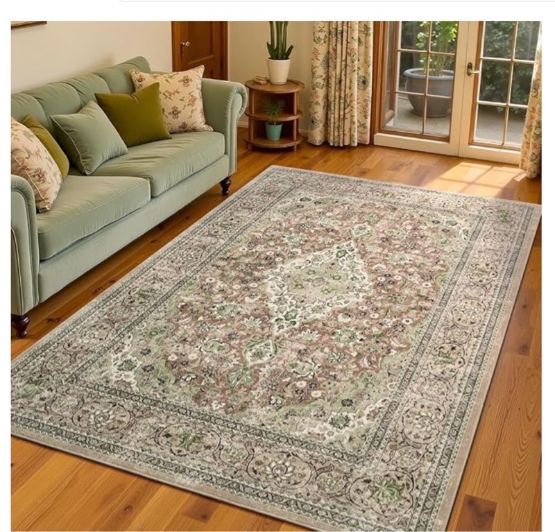 Domitapis Area Rug 4×6, Vintage Boho Rug,Ultra-Soft Low Pile, Washable, Non Slip,Stain Resistant, Pr