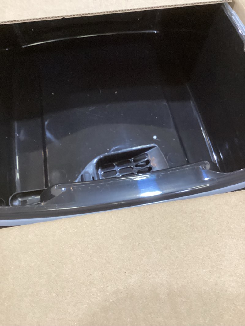 Condition photo showing As Is for IRIS USA 2 Pack Large Open Top Cat Litter Box with High Sides, Scatter Shield & Scoop, Black, for Indoor Cats, Kittens or Multicat Homes