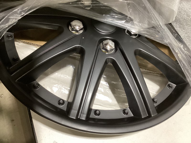 Tuningpros WC-14-1027-B - Pack of 4 Hubcaps - 14-Inches Style Snap-On (Pop-On) Type Matte Black Whee