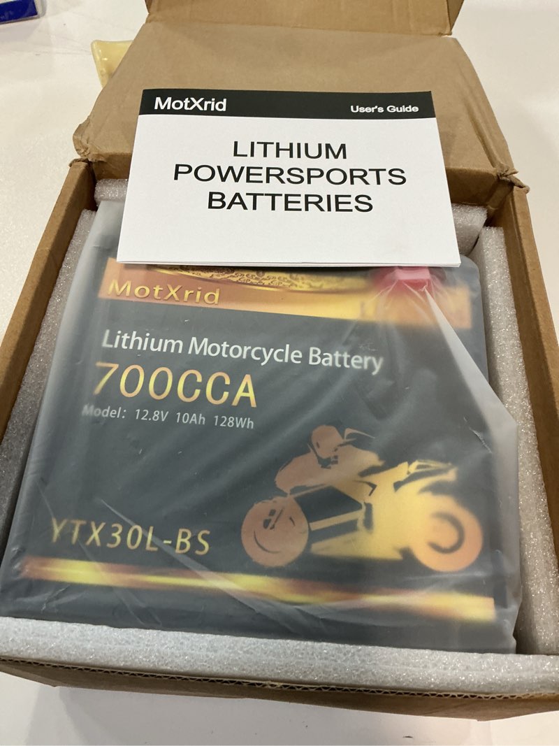 Condition photo showing New/Like New for ytx30l-bs[-,+]l*w*h:6.54 * 4.96 * 6.93",3.85lbs,12v 10ah 700cca lithium battery lifepo4 powersport start motorcycle battery,longevity,lightweight,high cranking,intelligent bms,digital readout