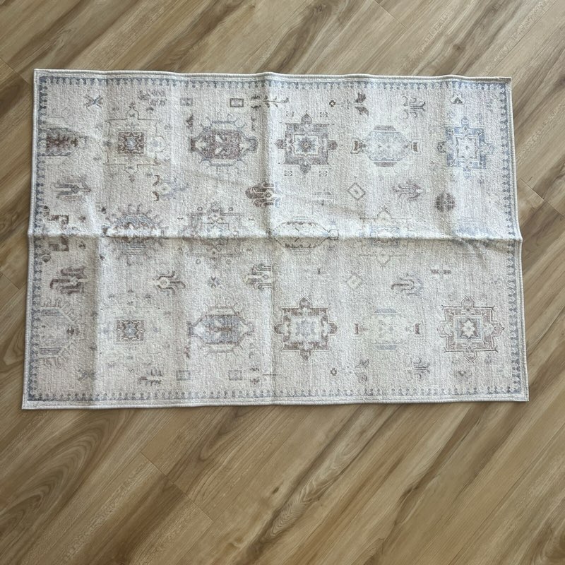 RUGS USA Beige Brenda Hazy Heraldry Washable Pet Friendly 2”x3” Area Rug,