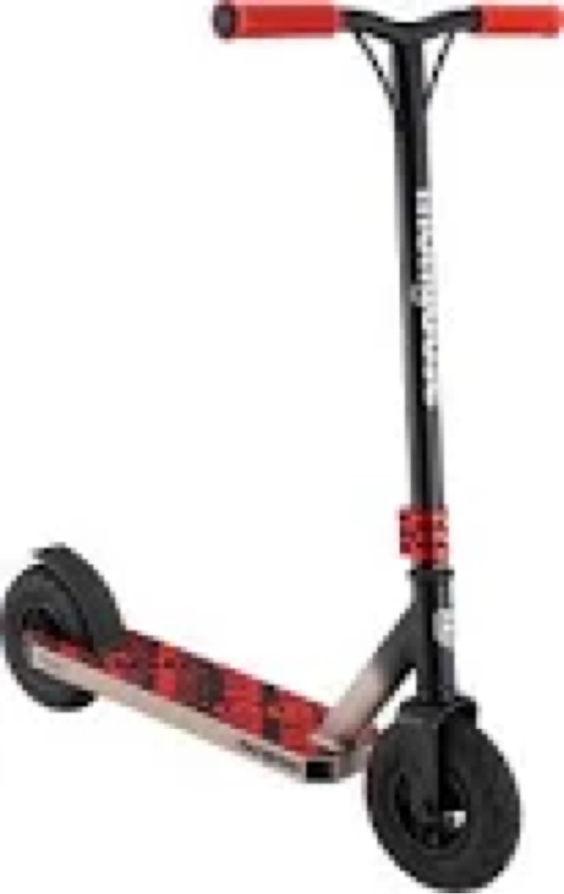 mongoose tread kids and adult freestyle dirt scooter, 200mm big air filled tires, great for dirt and gravel, ages 8 years and up, max rider weight 220 pounds