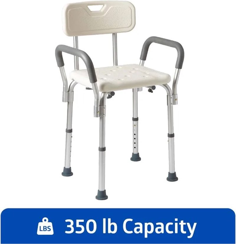 medline bath bench with arms and back