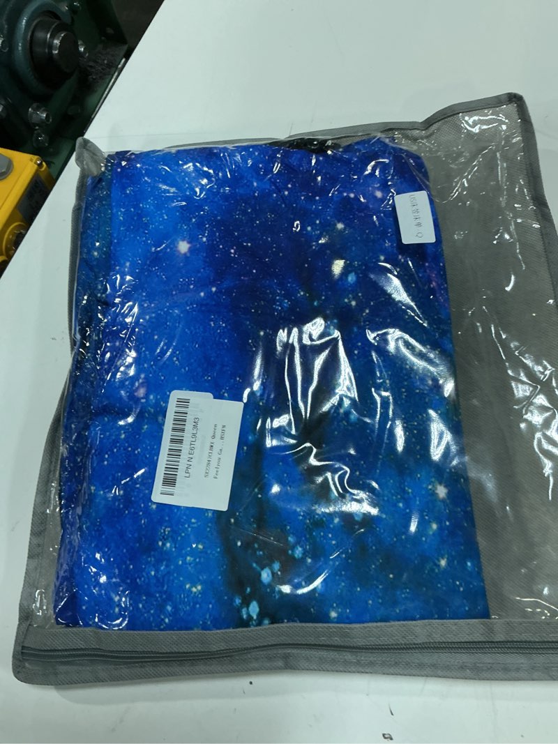 Condition photo showing As Is for feelyou galaxy sheet set queen size out space bedding blue nebula universe 100% microfiber deep pockets bed sheets 4 pcs - 1 falt& 1 fitted sheets with 2 pillow shams galaxy-2 queen