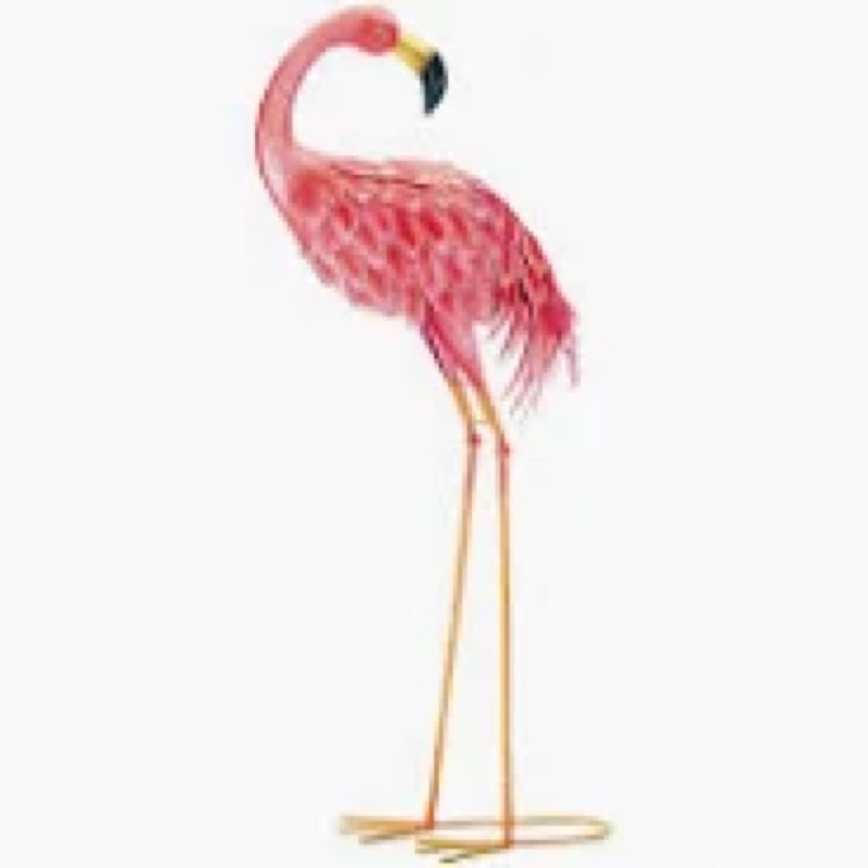 Sunset Vista Designs Outdoor Yard Decor - 3 Dimensional Metal Flamingo Garden Sculpture, 24.75" Tall, Looking Back