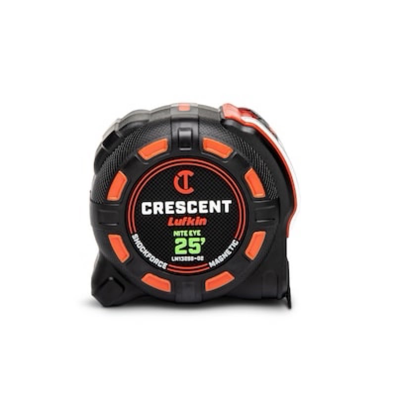 crescent lufkin orange shockforce nite eye 25-ft magnetic tape measure