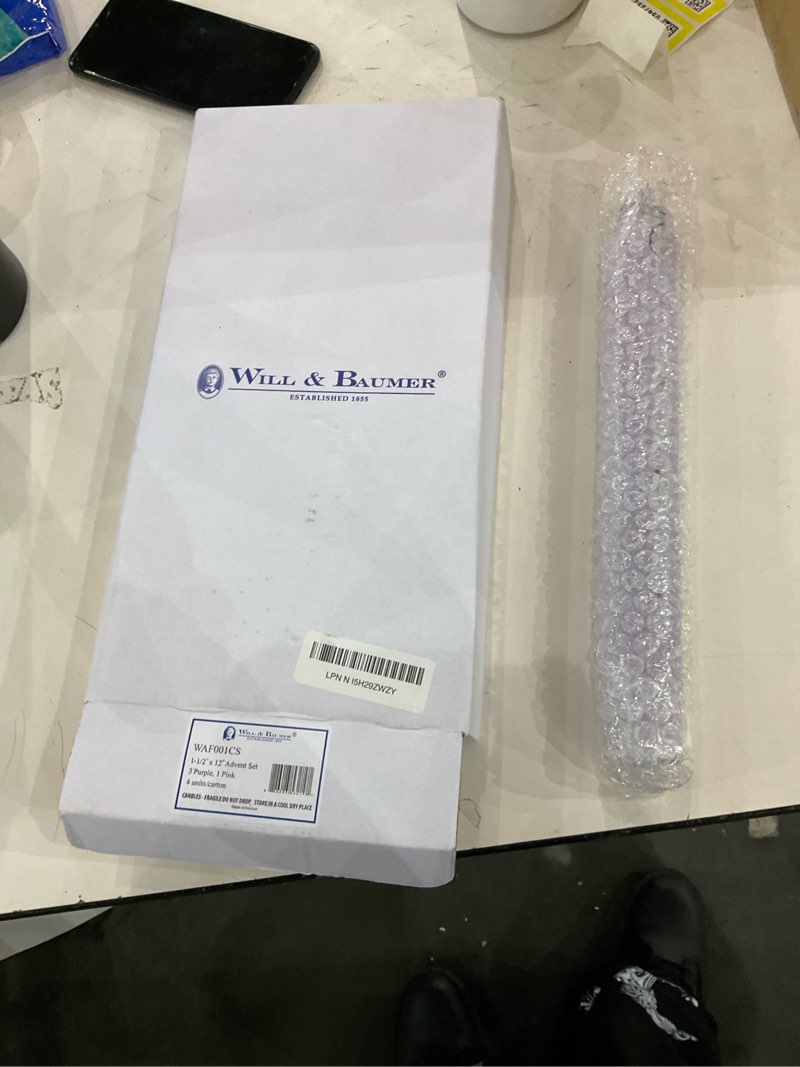 Concordia Supply Advent Pillar Candles 12" x 1.5", Stearin Wax Candlesticks for Religious Activity, 