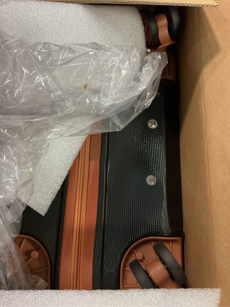 Condition photo showing Good Condition for kono 24 inch luggage suitcase with spinner wheels tsa lock lightweight pc+abs hardside medium checked luggage durable rolling suitcase apricot black checked-medium 24-inch apricot black