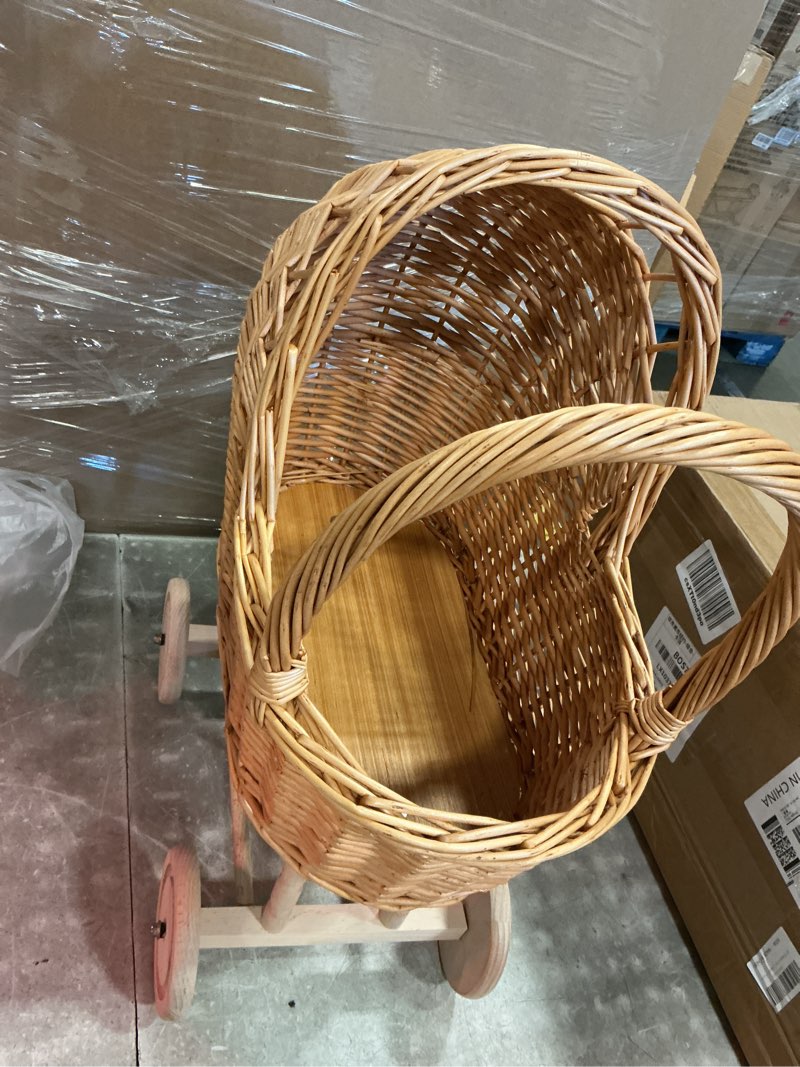 Condition photo showing Good Condition for wicker carriage,woven rattan stroller shaped flower basket,natural willow branches?used for welcoming infants, wedding parties, home decor, floral decoration