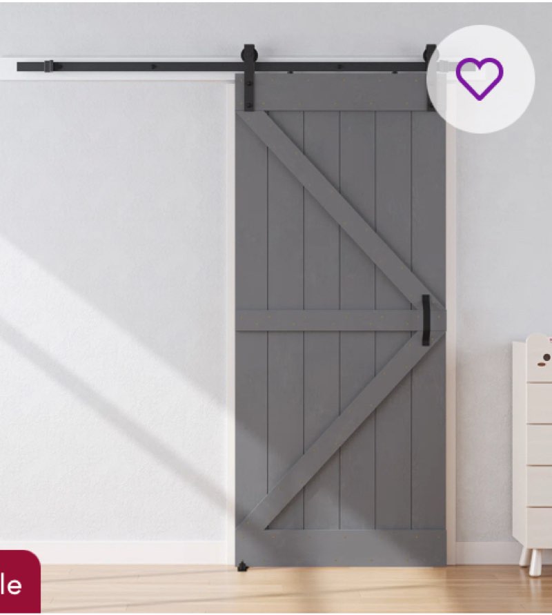 solid wood paneled barn door with installation hardware kit