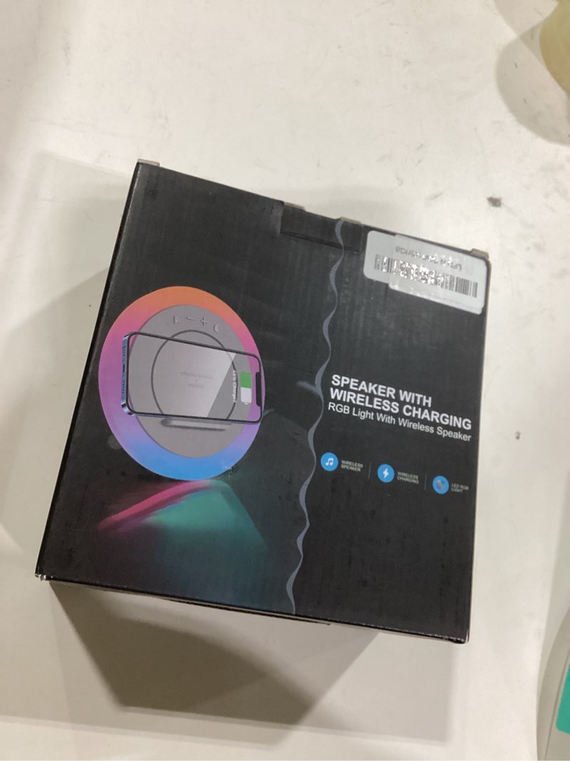 Condition photo showing Good Condition for Swarmir Bluetooth Speaker with Lights, Wireless Charging Speaker, Best Birthday Gift Ideas Teenage,Applicable for Bedroom/Teen Girl Gifts/Please use The Original Adapter(5W Wireless Charging)