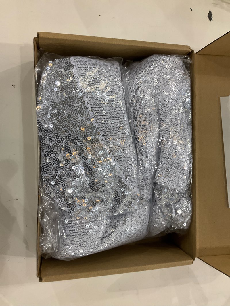 Condition photo showing New/Like New for Big Bow Decor 39 x 72 Inch Giant Bow Wall Decor for Room Backdrop Large Ribbon Tie for Coquette Party Birthday Baby Shower Wedding Halloween Christmas Party Supplies(Sliver,Sequins) Sliver Sequins