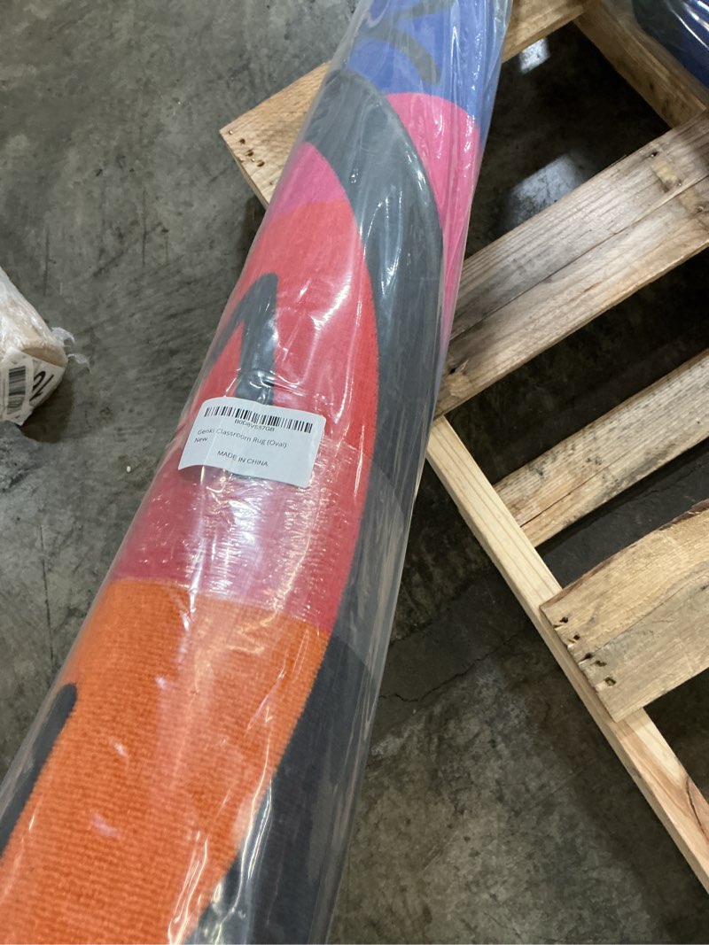 Condition photo showing New/Like New for Genki - Classroom Rug for Kids - Education Classroom Carpet for Children - Colorful Seating Area - Large Elementary Classroom Rugs - Kids Seating for School Playroom | Oval 9'9"x6'6" Blue Oval 6'7" x 9'9" (Oval)