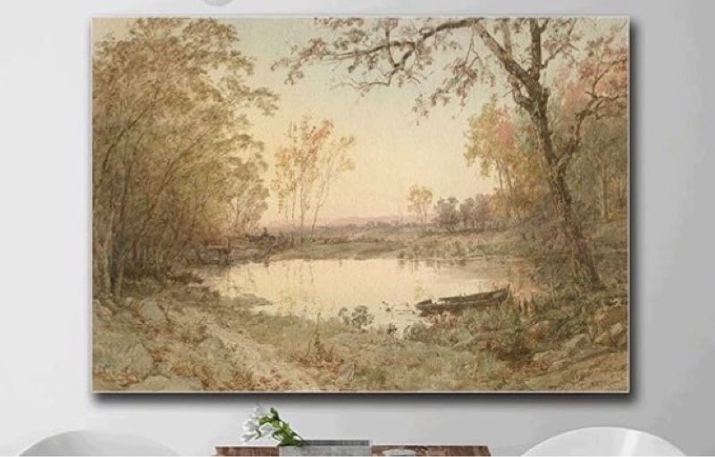 YOUXIGOUYUE Poster Wall Art Picture Autumn Pond Landscape Painting Modern Art Decoration for Living Room Bedroom and Office 16x24inch