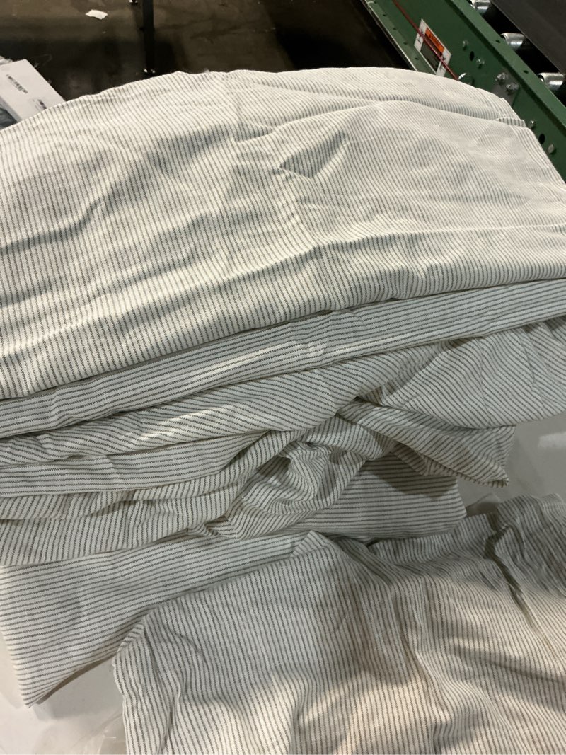 Condition photo showing Good Condition for duvet cover and pillowcase(s), gray white/stripe, king set 4of pcs