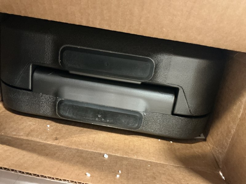 Condition photo showing As Is for sentrysafe dark gray fireproof and waterproof safe with key lock, chest lock box with carrying handle for travel, 0.28 cubic feet, 6.6 x 15.4 x 14.3 inches, cfw20201 1 hr. fireproff, no lid straps